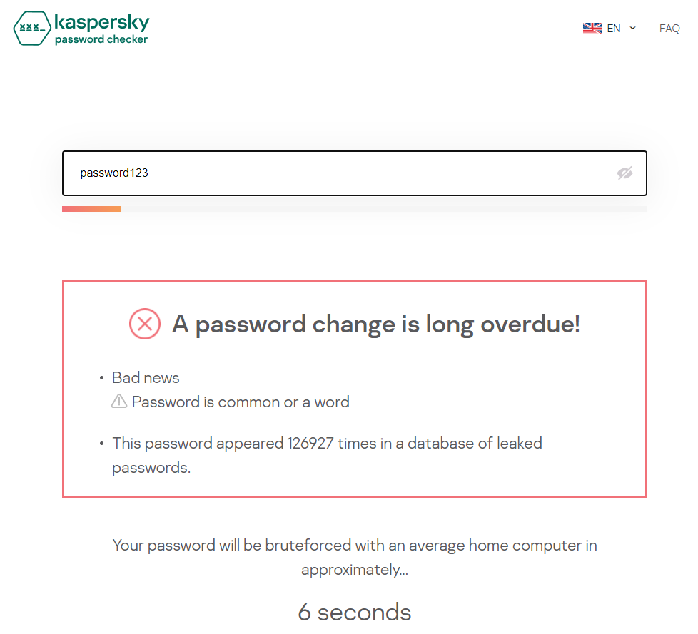 bad password example