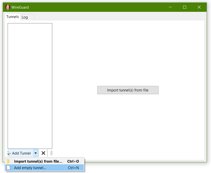 Windows WireGuard client interface