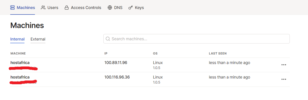 dashboard view of connected machines