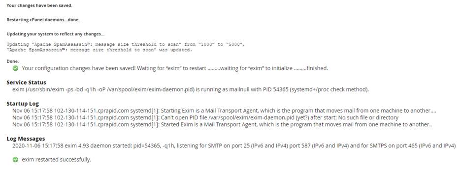 You should get the following message once complete.