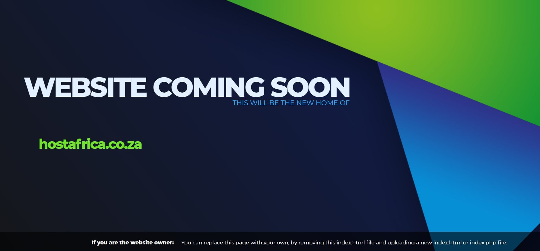 Our auto install parks a default holding page on new domains while you get your website ready.