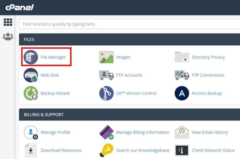 Select File Manager.