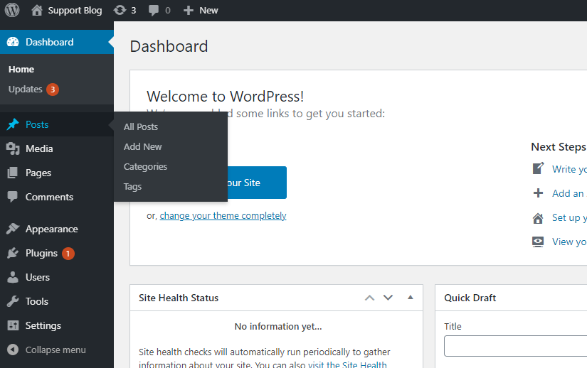 Select Posts and then All Posts.