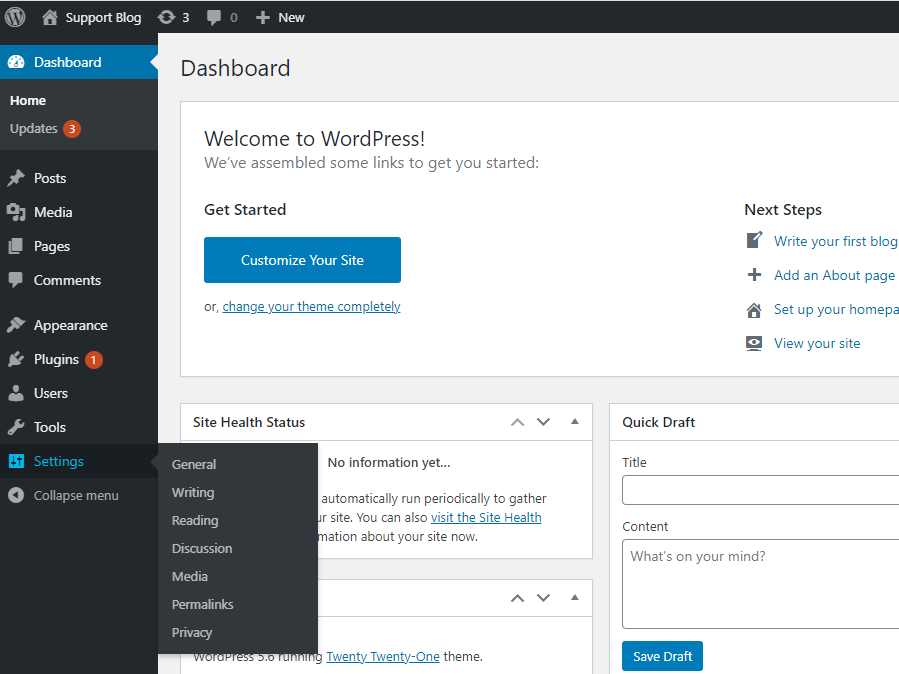 Select Settings -> Permalinks.