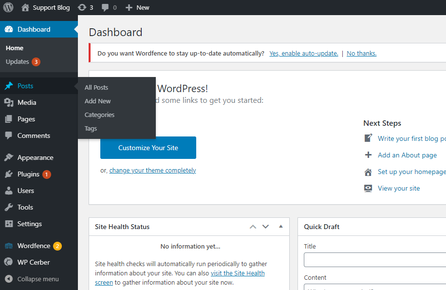 Select Posts -> Add New