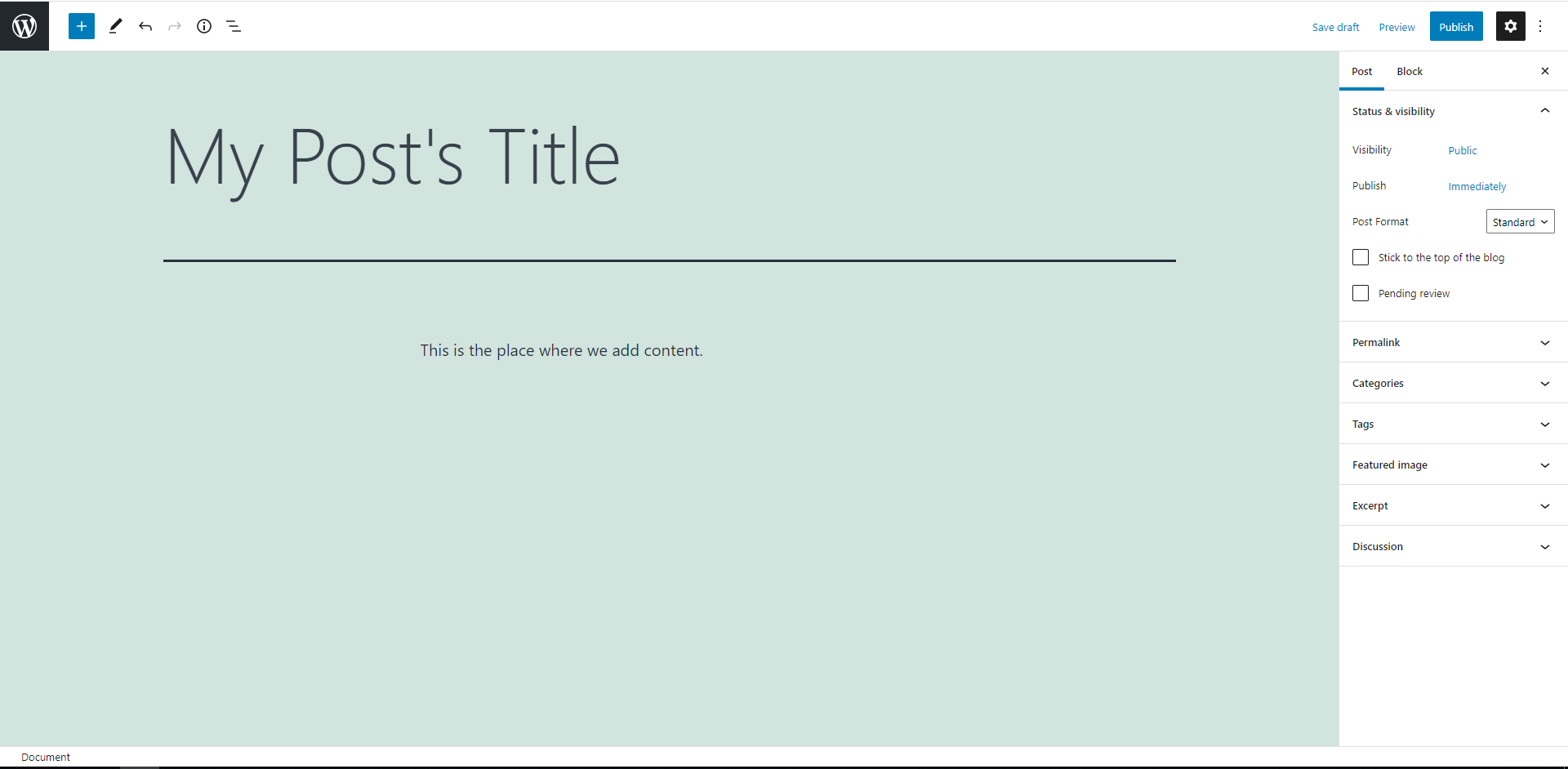 Create a title for your post, and enter content in the body.
