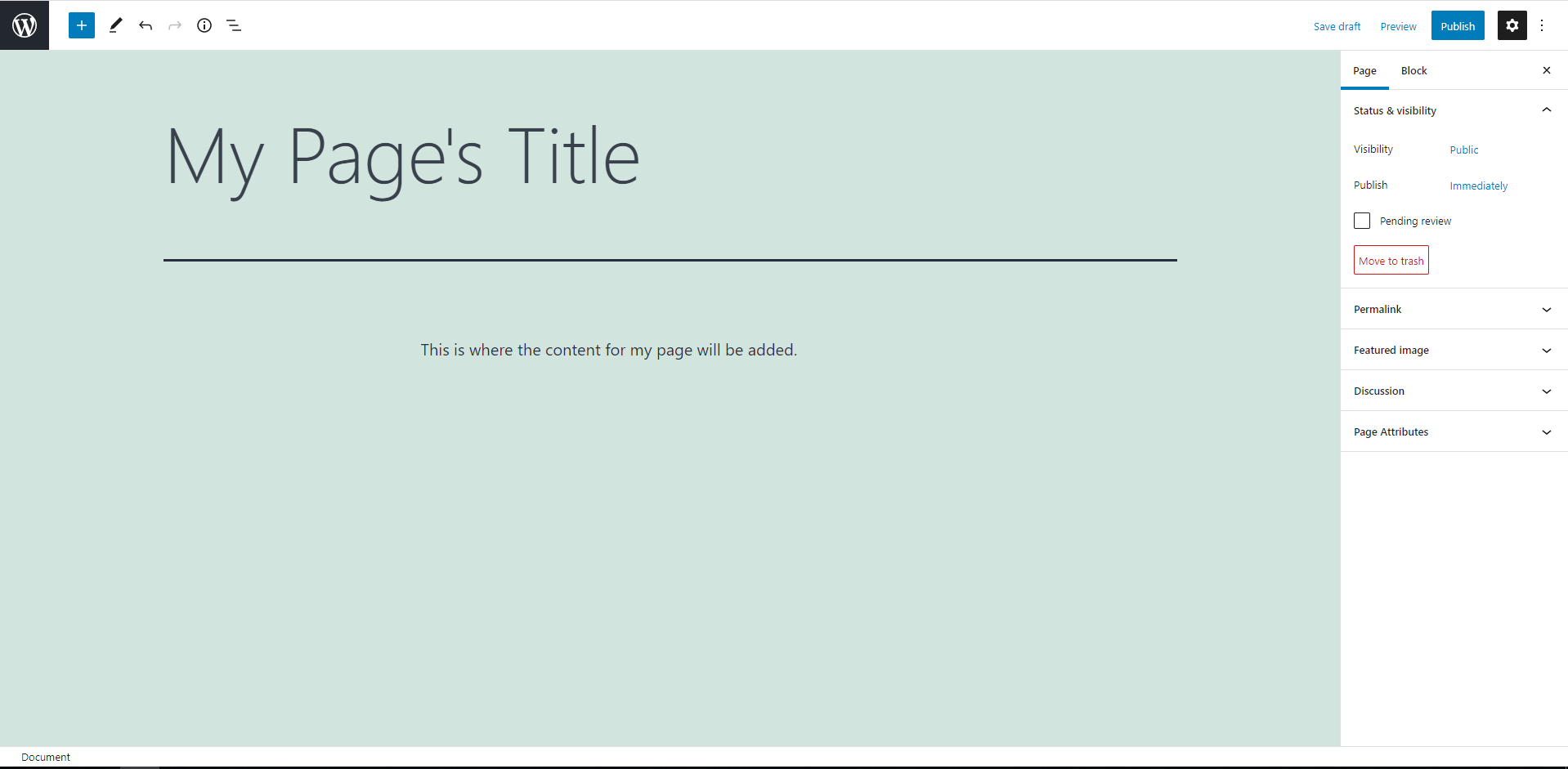 Create a title for your page, and enter content in the body.