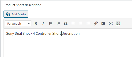 screenshot WooCommerce Product short description