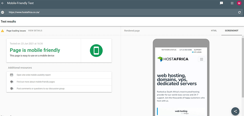 google mobile friendly test