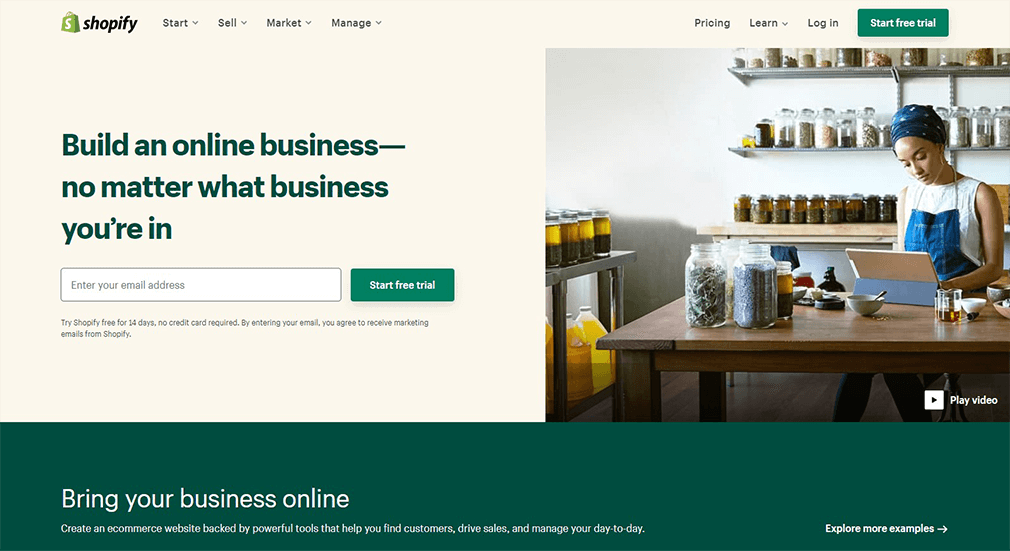Shopify Homepage